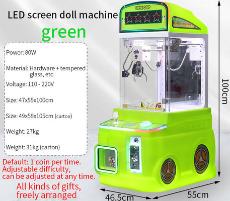 สีเขียวของเด็ก doll เครื่องเกม Arcade เกม Mini Claw โรงงานขายตรง